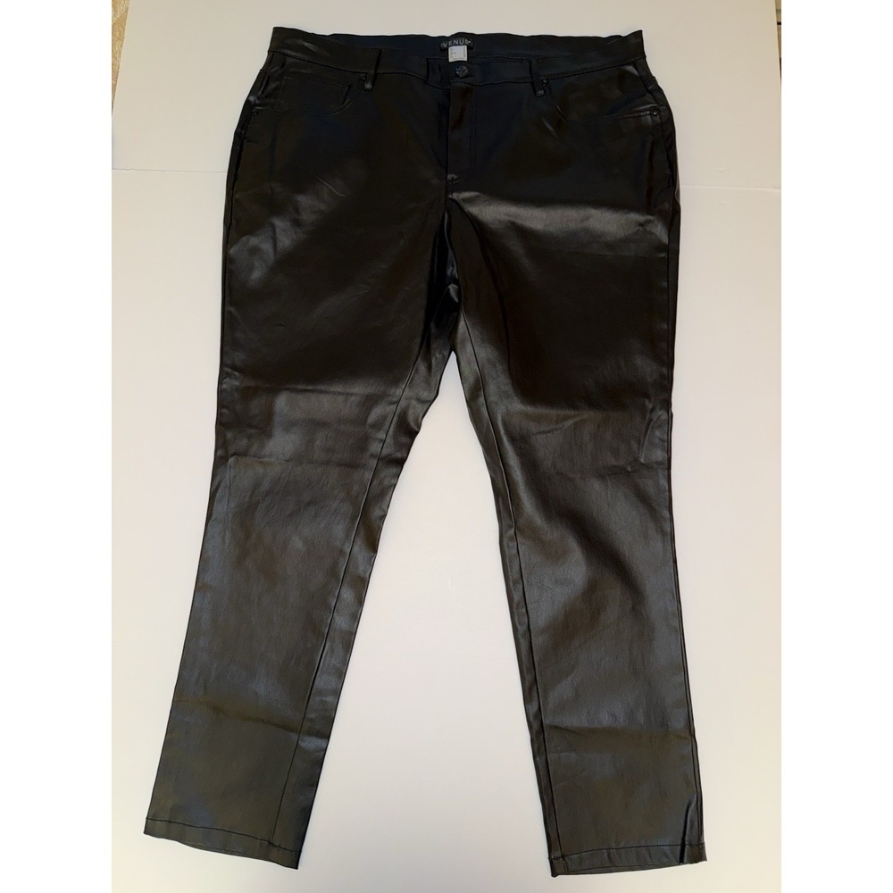 VENUS Women 18 Faux Leather Pants Black Straight Leg Stretch Edgy Grunge NEW